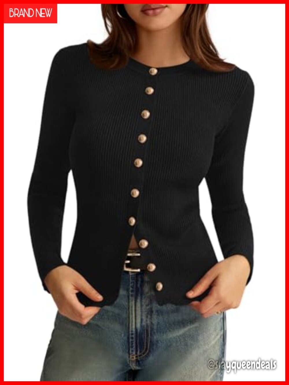 Lightweight Ribbed Knit Button Down Cardigan Sweater for Women
